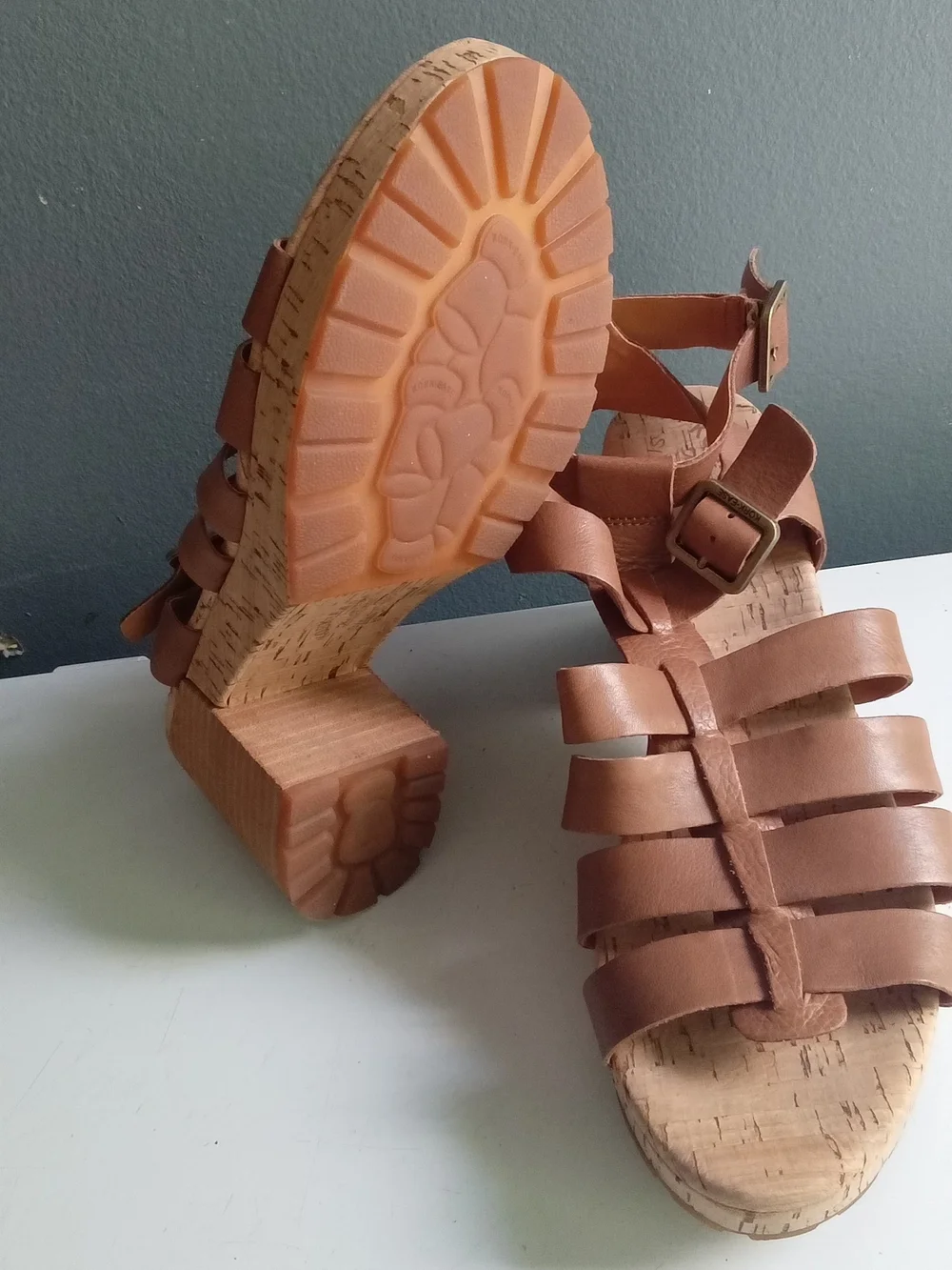 Kork-Ease Myrna 2.0 Brown Leather Gladiator‎ Wedge Sandals Platform Strappy 10